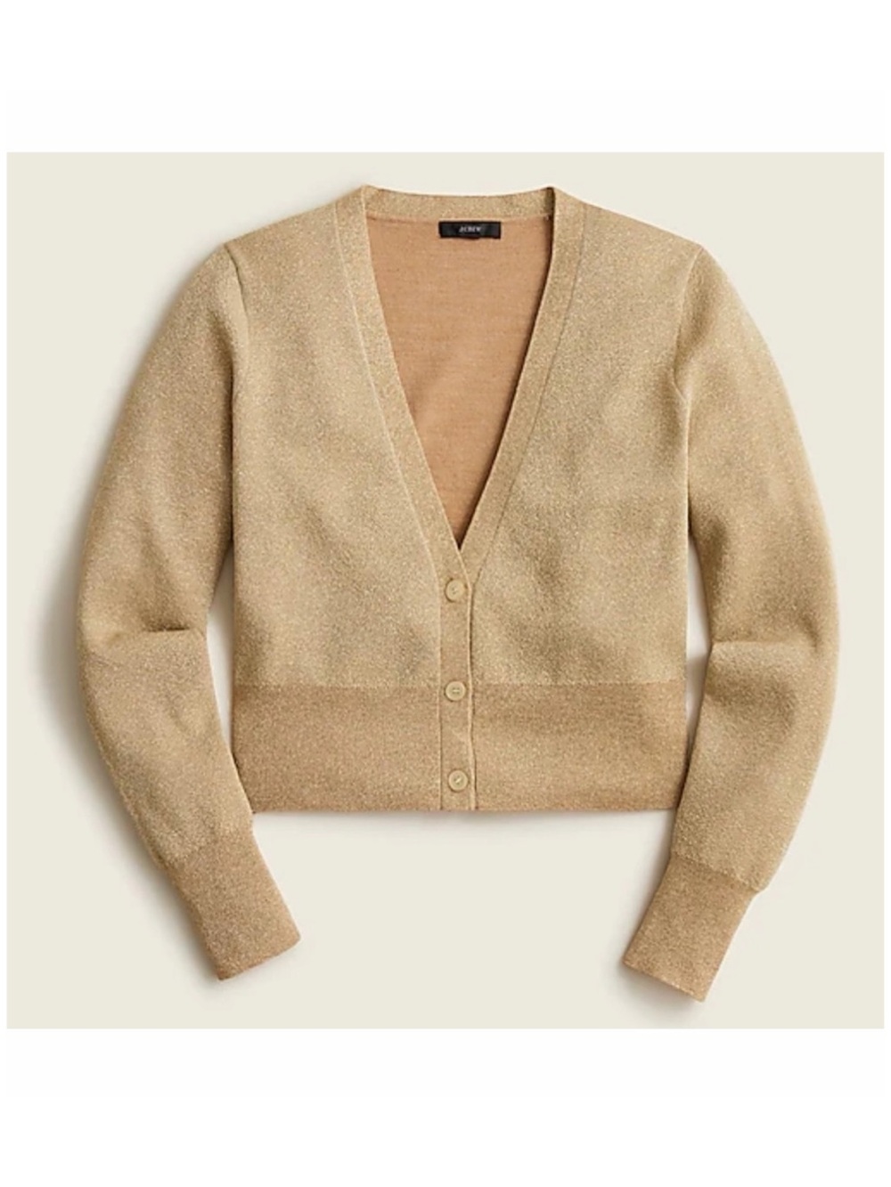 NWT J. Crew Metallic Gold Merino Wool Cropped Cardigan Sweater